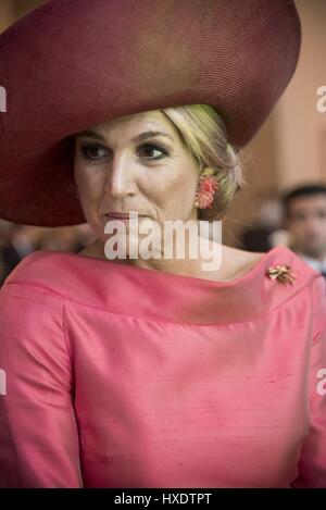Regina MAXIMA LA REGINA DEI PAESI BASSI IL 13 APRILE 2016 il Deutsches Museum di Monaco di Baviera Germania Foto Stock