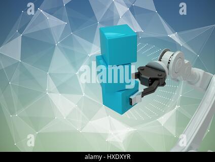 Composito Digitale della griffa di bianco con caselle blu contro il vettore bianco maglia blu e sfondo verde Foto Stock