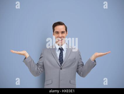 Composito Digitale dell uomo di decidere o la scelta di aprire le palme delle mani Foto Stock