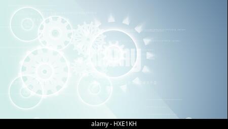 Composito Digitale del bianco grafica cog contro sfondo blu Foto Stock