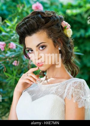 Ritratto della sposa. Il make-up, i capelli Foto Stock