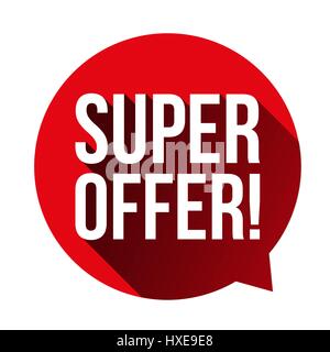 Super Offerta sticker discorso bolla rosso Illustrazione Vettoriale