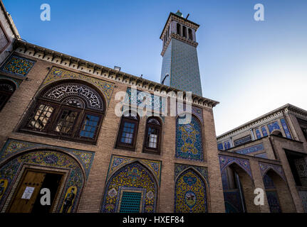 Wind Tower Building (Imarat-i Badgir) in Golestan Palace (Palazzo dei fiori), ex royal Qajar complesso nella città di Teheran, capitale dell'Iran Foto Stock