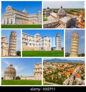 Collage di foto di Pisa in Italia (la Torre Pendente di Pisa e Piazza dei Miracoli, il Duomo di Pisa) Foto Stock