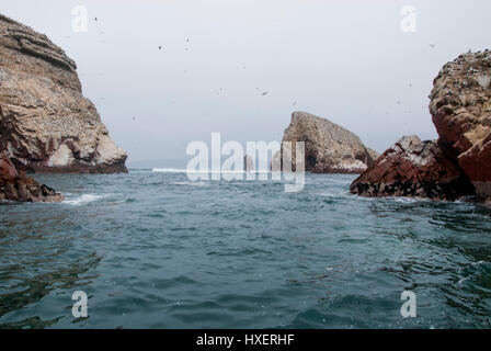 Le Isole Ballestas sono un gruppo di piccole isole vicino alla città di Paracas situato all'interno del distretto di Paracas del Pisco provincia nella Ica Regio Foto Stock