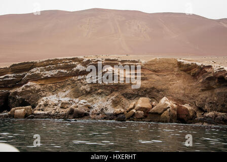 Paracas candelabri, chiamato anche il candelabro delle Ande, è un ben noto geoglyph preistorici trovati sulla faccia del nord di Paracas Penins Foto Stock