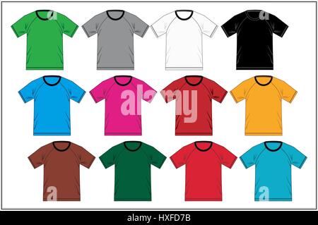 T Shirt Design Modello Raglan colorata e vettore. Illustrazione Vettoriale