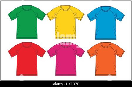 T Shirt Design Modello Raglan colorata e vettore. Illustrazione Vettoriale