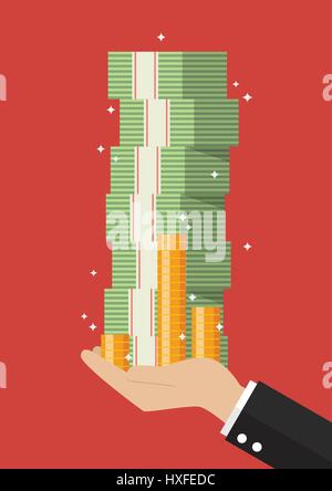 Imprenditore mano azienda di denaro contante. Il concetto di business Illustrazione Vettoriale