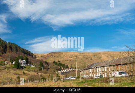 Il villaggio di Blaengarw, di testa o di estremità, del Garw Valley, nel Galles del Sud Foto Stock