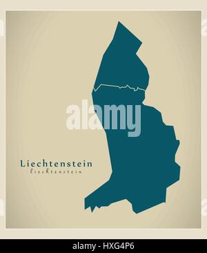 Mappa moderno - Liechtenstein Illustrazione Vettoriale