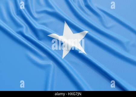 Bandiera della Somalia. Tessuto ondulato alta texture dettagliate. 3D rendering illustrazione Foto Stock