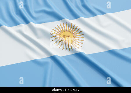 Bandiera dell'Argentina. Tessuto ondulato alta texture dettagliate. 3D rendering illustrazione Foto Stock