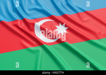 Azerbaigian bandiera. Tessuto ondulato alta texture dettagliate. 3D rendering illustrazione Foto Stock