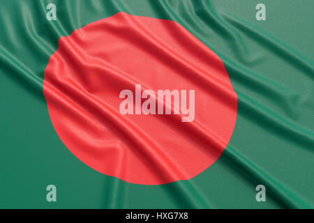 Bangladesh bandiera. Tessuto ondulato alta texture dettagliate. 3D rendering illustrazione Foto Stock