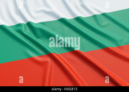 Bandiera della Bulgaria. Tessuto ondulato alta texture dettagliate. 3D rendering illustrazione Foto Stock