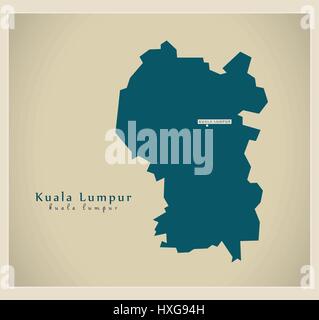 Mappa moderno - Kuala Lumpur la mia Illustrazione Vettoriale