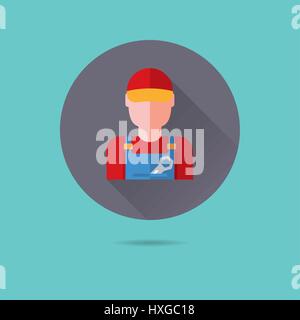 Plumber design piatto lungo ombra icona vettore Illustrazione Vettoriale