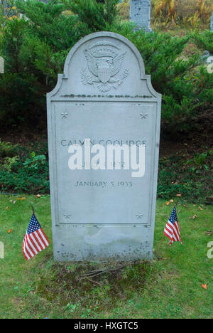 Calvin Coolidge grave, Plymouth tacca cimitero, Presidente Calvin Coolidge natali sito storico dello Stato, Vermont Foto Stock