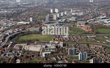 Vista aerea di Salford vicino a Manchester, Regno Unito Foto Stock