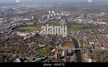 Vista aerea di Salford vicino a Manchester, Regno Unito Foto Stock