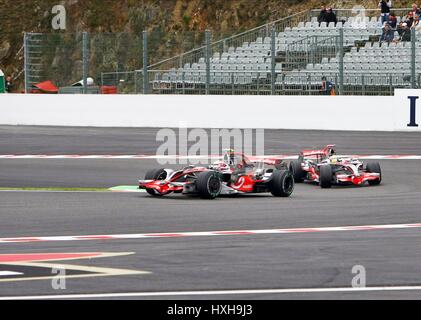 HEIKKI Kovalainen e Lewis HAMI TEAM MCLAREN SPA-Francorchamps Belgio 05 Settembre 2008 Foto Stock