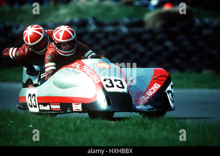 SIDECAR RACING OLIVERS MOUNT SCARBOROUGH 04 Aprile 1982 Foto Stock