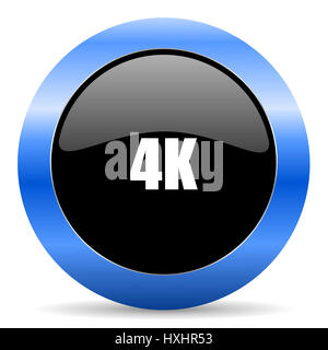 4k nero e blu web design round icona internet con ombra su sfondo bianco. Foto Stock