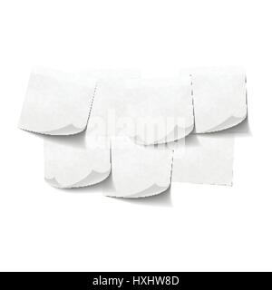 Set di vuoto bianco sticky notes su bianco Illustrazione Vettoriale