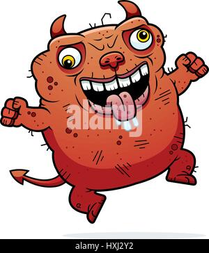 Un cartoon illustrazione di un brutto diavolo cerca crazy. Illustrazione Vettoriale