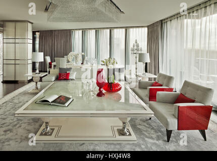 Area lounge in un appartamento di lusso in Londra Foto Stock