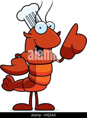 Un cartoon illustrazione di un chef di aragosta con un'idea. Illustrazione Vettoriale