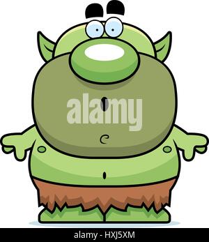 Un cartoon illustrazione di un goblin cercando sorpreso. Illustrazione Vettoriale