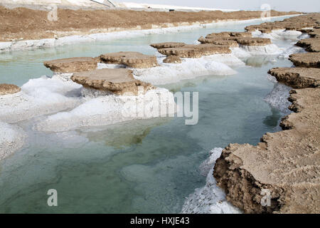 Xinjiang, Cina. 28 Mar, 2017. Lop Nur è un ex Salt Lake in Cina, ora in gran parte secche, situato tra il Taklamakan e Kumtag deserti nella porzione sud-orientale dello Xinjiang Uygur Regione autonoma in Cina. È essiccato fino a causa della costruzione di dighe che blocca il flusso di alimentazione di acqua nel lago di sistema e solo piccoli laghi stagionali e paludi può formare. Le Secche di Lop Nur bacino è coperto con una crosta di sale variabili da 30 cm a 1 m di spessore. Credito: SIPA Asia/ZUMA filo/Alamy Live News Foto Stock