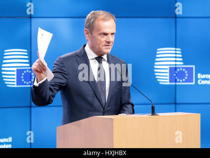 Bruxelles, Belgio. 29 Mar, 2017. Dichiarazione del Consiglio europeo UE27 leaders seguenti UK Brexit lettera di notifica. Credito: Leo Cavallo/Alamy Live News Foto Stock