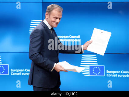 Bruxelles, Belgio. 29 Mar, 2017. Dichiarazione del Consiglio europeo UE27 leaders seguenti UK Brexit lettera di notifica. Credito: Leo Cavallo/Alamy Live News Foto Stock