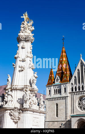 La Colonna della Santa Trinità, Szentháromság tér, Várhegy, Budapest, Ungheria Foto Stock