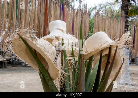 Display speciale di incompiuta di cappelli di paglia - Cappelli in Sud America Foto Stock