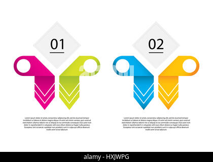 Vettore modello infografico con speciali elementi di origami.Business banner con frecce colorate. Foto Stock