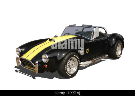 Auto- 1964 AC Cobra. Ford Shelby Cobra 427. Nero con giallo. Foto Stock