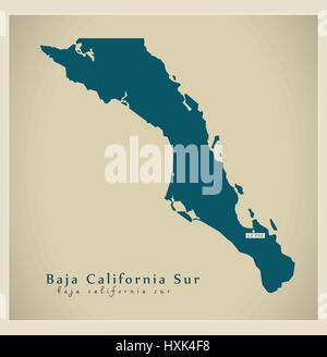 Mappa moderno - Baja California Sur MX Illustrazione Vettoriale