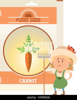 Pack di carota sementi icona Illustrazione Vettoriale