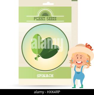 Pack di spinaci icona semi Illustrazione Vettoriale