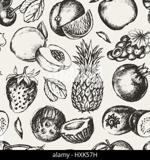 Modello senza giunture frutta - vettore moderno disegnato a mano modello senza giunture. Illustrazione Vettoriale