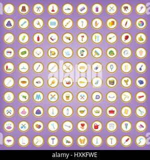 100 craft set di icone in stile cartoon Illustrazione Vettoriale
