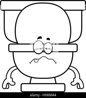 Un cartoon illustrazione di un wc cercando di malessere. Illustrazione Vettoriale