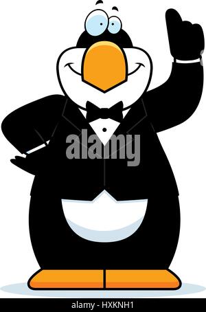 Un cartoon illustrazione di un pinguino in uno smoking. Illustrazione Vettoriale