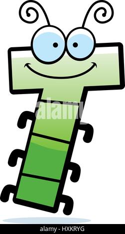 Un cartoon illustrazione della lettera T con un tema di insetti. Illustrazione Vettoriale