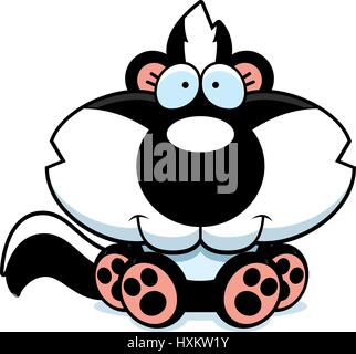 Un cartoon illustrazione di una seduta di skunk e sorridente. Illustrazione Vettoriale