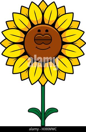 Un cartoon illustrazione di un girasole dormire. Illustrazione Vettoriale